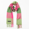 Extra Fine Merino Scarf - Pink Green Block